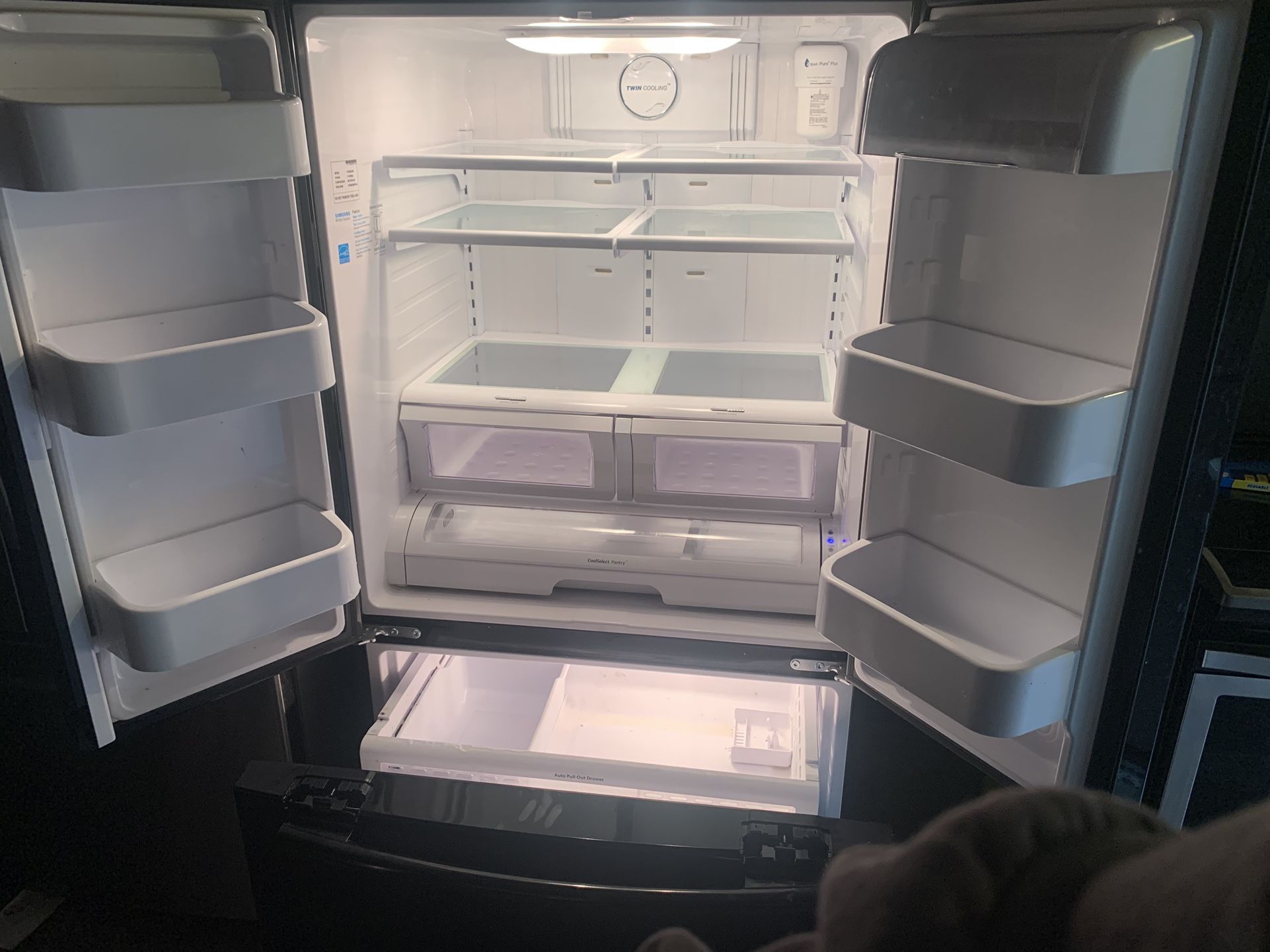 Samsung glossy black French door refrigerator