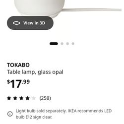 IKEA Tokabo Table Light Glass Opal Brand New 