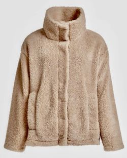 Billabong Sherpa Women Faux Fur Jacket Teddy Bear Snap Button Warm N Cozy M NWT
