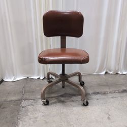 Brown Mid-Century Style Swivel Desk Chair with Casters