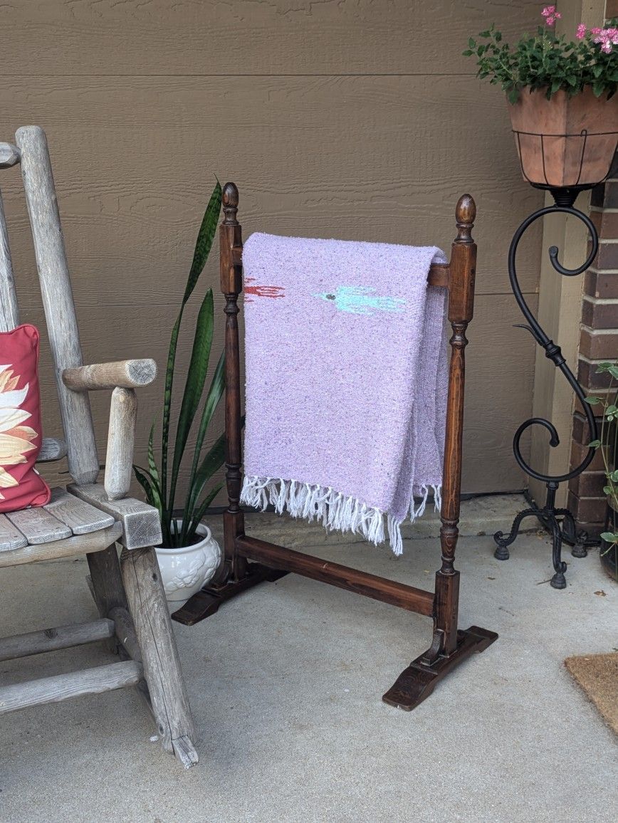 Vintage Rustic Cottage Core Wood Quilt Blanket Rack Stand