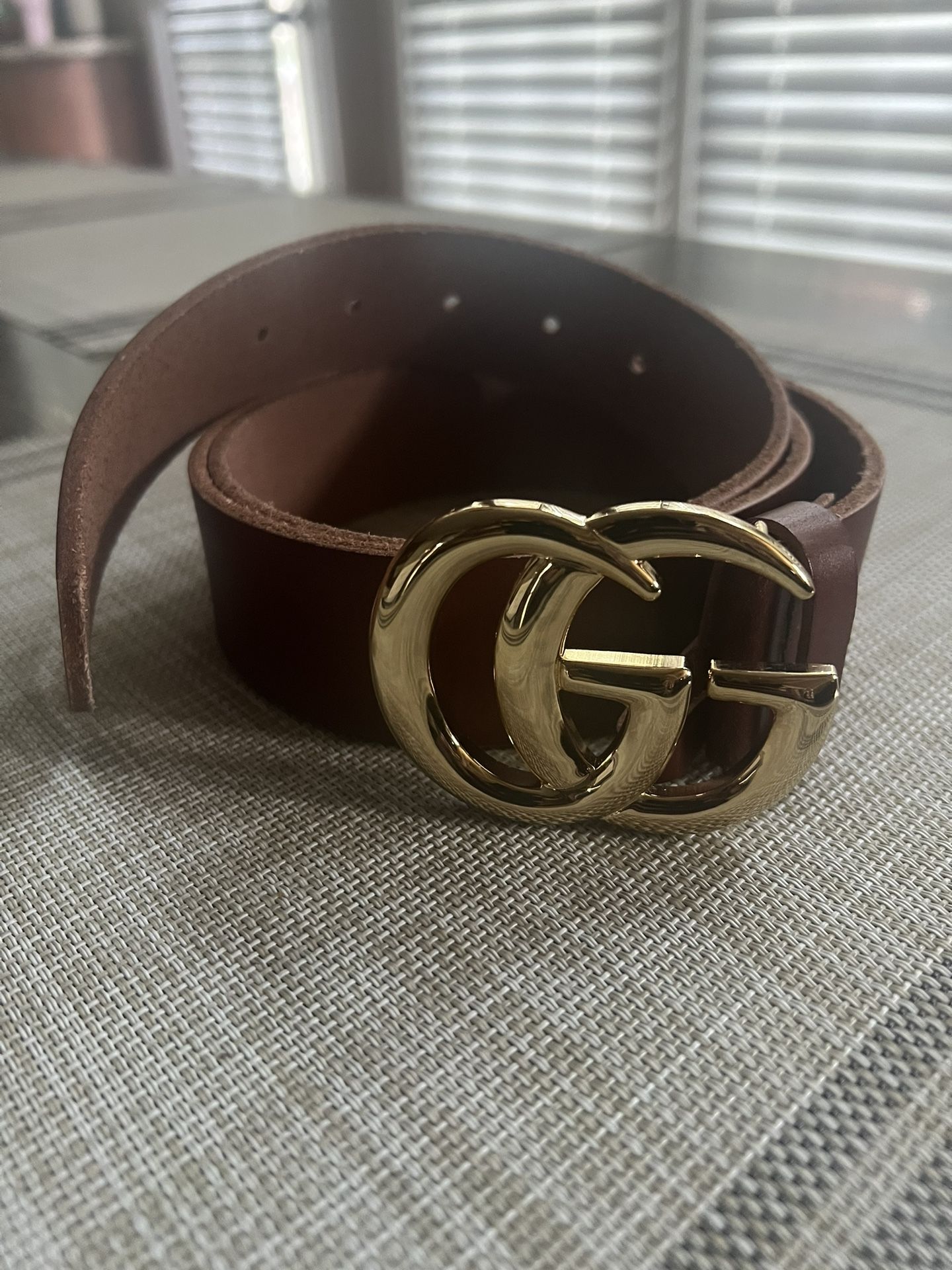 Gucci Double G Gold Buckle Leather Belt