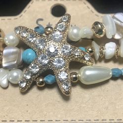 Coastal Starfish Bead Stretch Bracelet  * See My Other 800 Items *