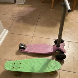 Micro Maxi Pink Scooter & Beach Board Skateboard Read Description 