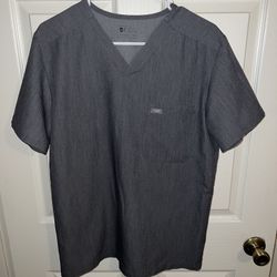 Figs Technical Collection Leon Scrub Top Men's Size Small Gray 3 Pocket FM1500