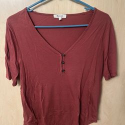 Madewell Rust Short Sleeve Henley 