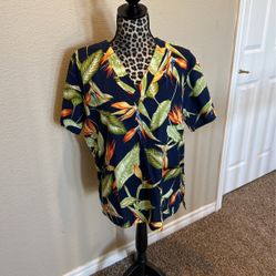 Scrub Top, Tropical, Size M, $5