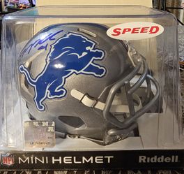 Autographed TJ Hockenson Rookie mini helmet