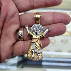 Large 14k Gold Baby Jesus Divino Niño Pendant
