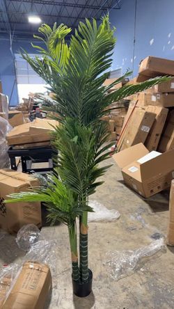 6ft Ultra-Full UV Resistant Fake Golden Cane Palm Tree