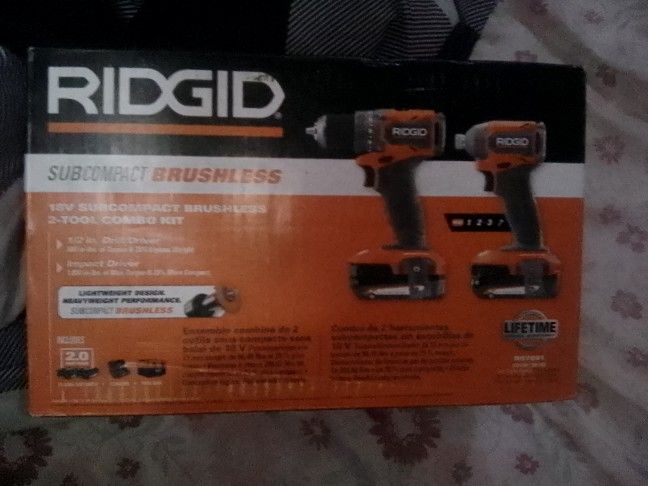 Rigid 18 V Brushless Sub Compact Impact Drill And Drill Driver Combo (Brand New)