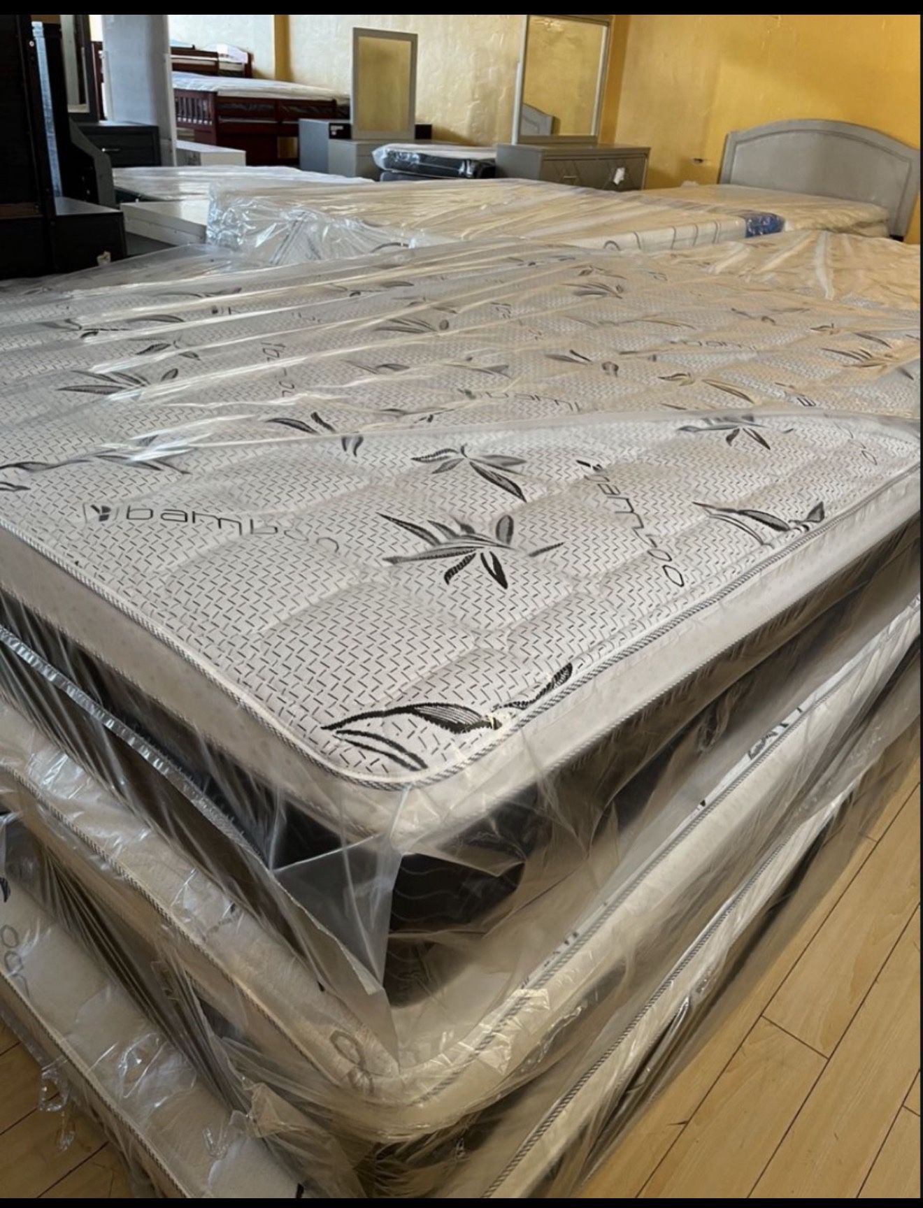 Queen Size Bed Frame With Pillow Top Mattress Included