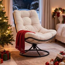 Swivel Accent Chair, 360 Degree Swivel Chair with Soft Thick Cushion and Sturdy Steel Frame, Modern Comfy Lounge Chair for Living Room, Bedroom, Readi