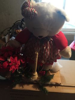 Xmas teddy bear with candle light