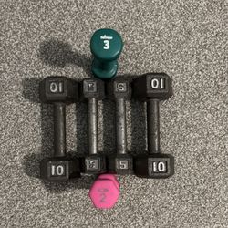 Iron Dumbbell - Pair Of 10LB, Pair Of 5LB, And 2LB & 3LB - 35LB Total
