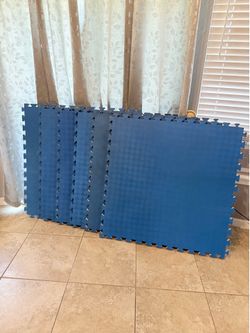 Home sport and play red/blue 24in.wx24in. Large foam exercise, and gym. Interlocking tiles six pack asking $80.