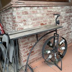 Metal And Wood Bike Wine Rack
