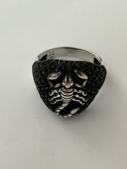 925 Silver scorpion ring with black cz stones size 10.5