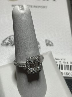 2.4 CT 6x8mm Emerald Moissanite Ring – Size 8, Sterling Silver