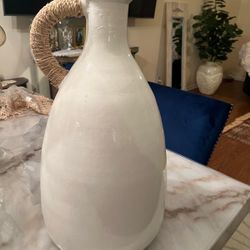 White Jug Vase with Rope Handle
