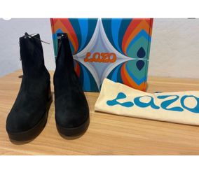 🖤 Lazo Siren Women's Suede Ankle Boots Obsidian Black Block Heel NWT Size 8.5– Retails for over $200+