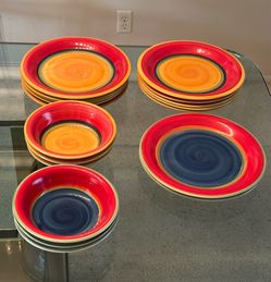 18 Pieces Royal Norfolk Mambo Vibrant Dinnerware Stoneware Dinner Set 12 Plates 6 Bowls