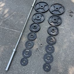 Olympic Weight Set With Barbell And Clips