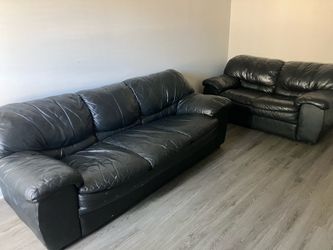 Moving Sale – Leather Sofa Set (3-Seater + Loveseat)