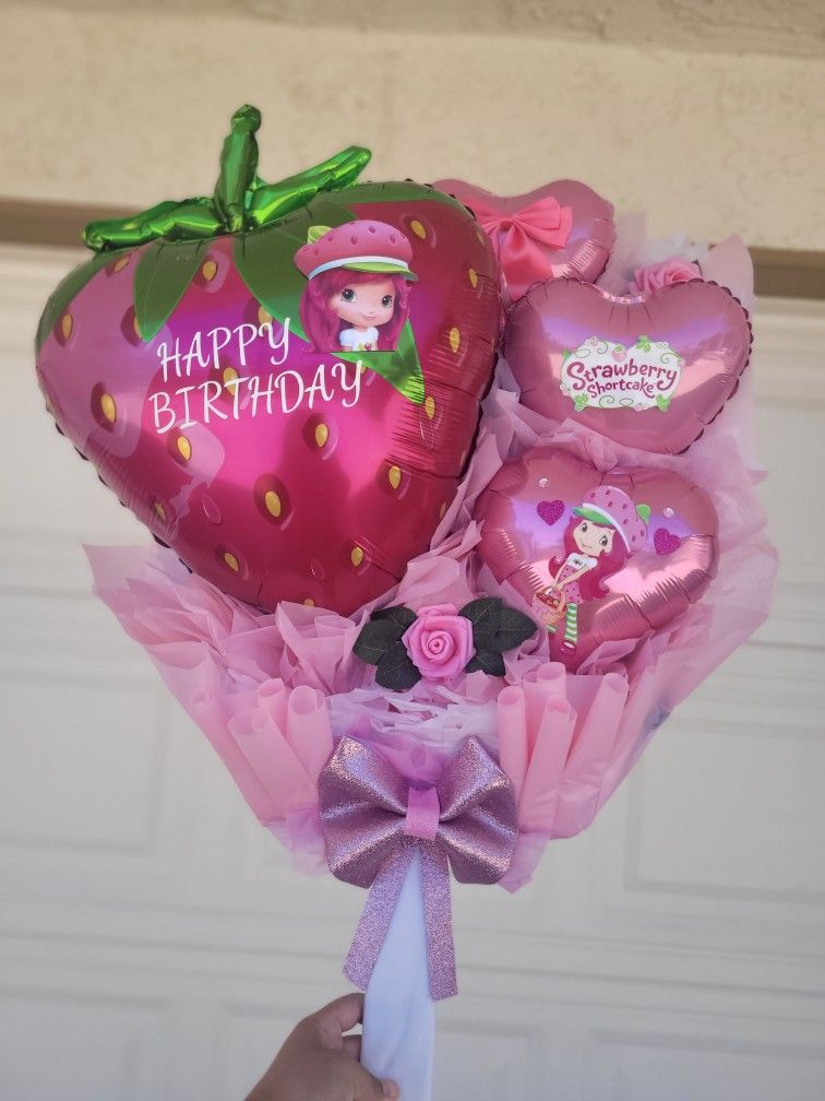Strawberry Shortcake Balloon Bouquet 🍓🎈🎀