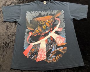Men Large Vintage Marvel Mad Engine Gambit X-Men Big Print Tshirt