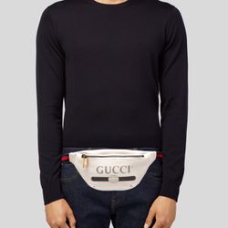  Gucci Logo Belt Bag Fanny Pack Printed Leather Small. Condition is Pre-owned. Shipped with USPS Ground Advantage.  Guaranteed Authenticity