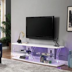 Brand New White 72"W With Led Light Tv Stand