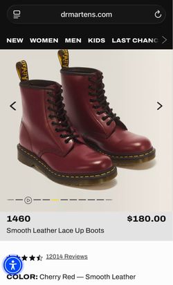Dr. Marten 1460 Cherry Red — Smooth Leather Size 7 W