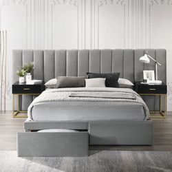 Monroe King / Queen Bed - Grey