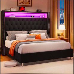 Queen Bed Frame With LED Lights