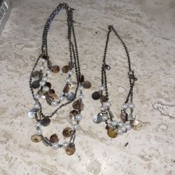 Premier Design Set Of Cookie Lee Genuine Shell Fringe Statement Necklace, Adjustable 16"-19"