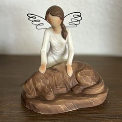 Angel And Resting Dog Figurine 