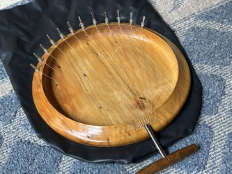 12-String Handmade Maple Lyre Bowl Harp Guitar w/ Case and Tuner Key
