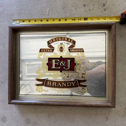 Vintage Wood E&J Brandy Mirror 17x13