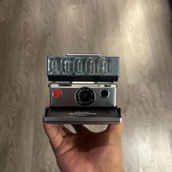 Vintage Polaroid SX-70 Alpha Instant Camera w/ Leather Case & Flash Accessories