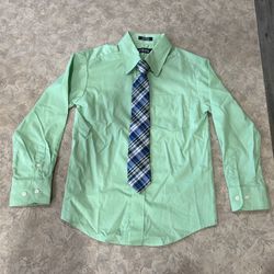 New Boys Green Dress Shirt with Tie
