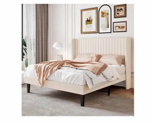 Full Size Velvet Bed Frame with Headboard