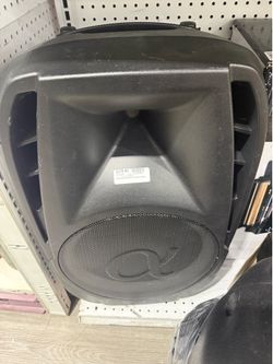 an Alphasonik All-in-One Powered Loudspeaker. It is a portable PA system designed for live sound, DJ performances, and events.