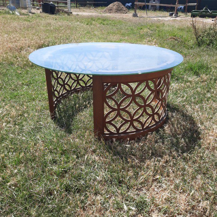 Round Glass Vintage Coffee Table