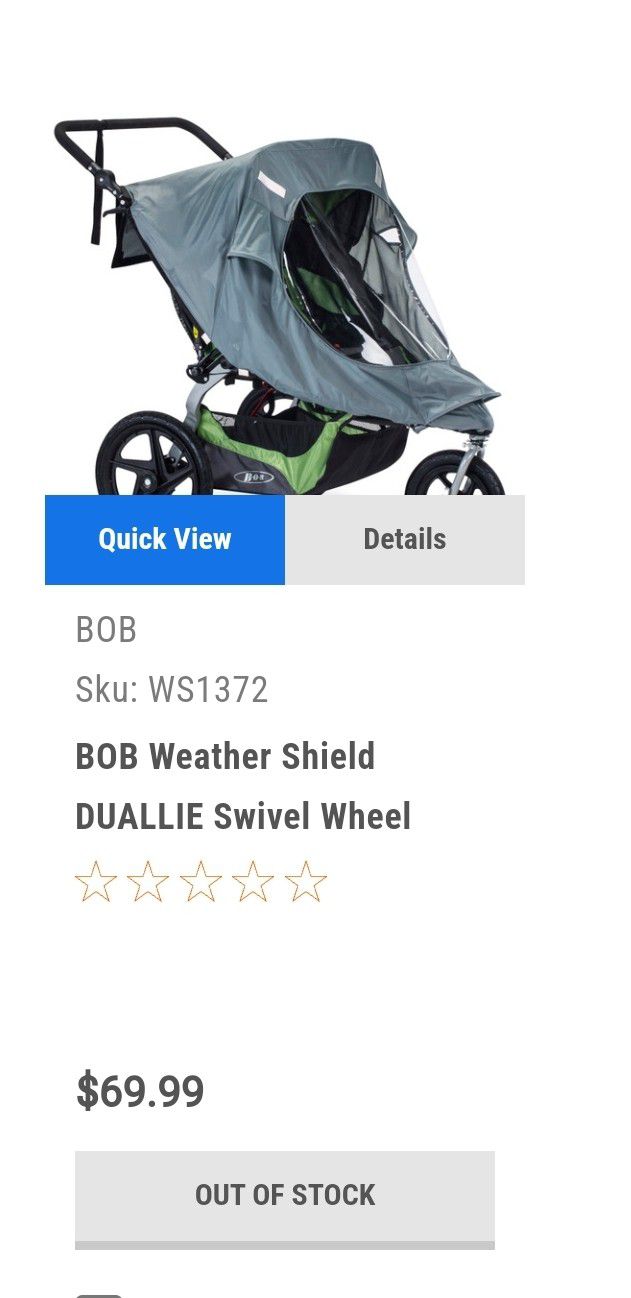 Bob Double Stroller Weather Rain Cover