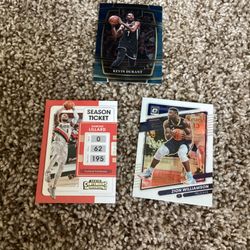3 Basketball Cards- Zion Williamson,Damian Lillard,and Kevin Durant
