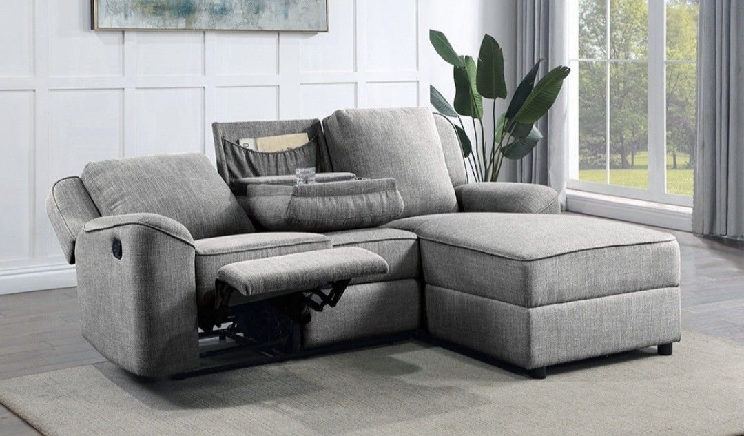 Brand New Grey Reclining Sectional Sofa