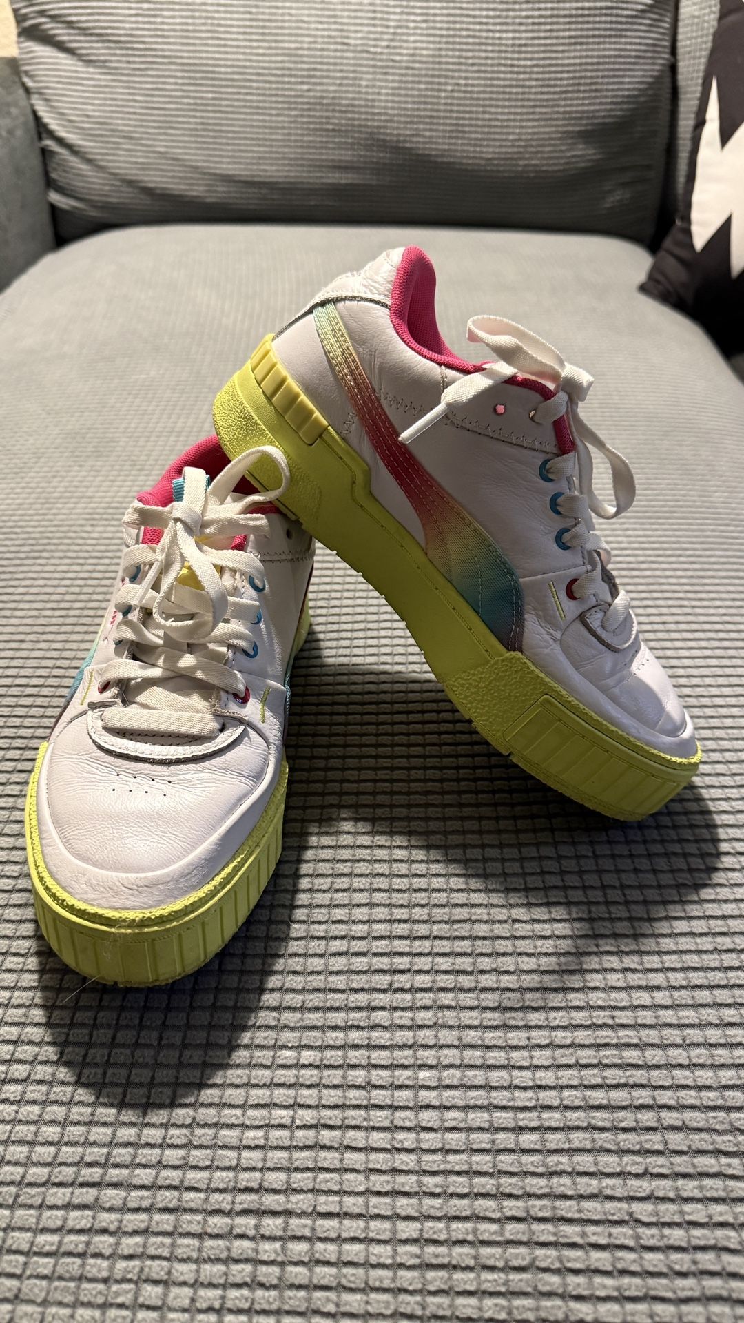 PUMA Cali Sport Chunky Sneakers White Neon Rainbow