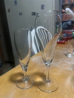Mikasa Panache crystal champagne flutes, 1 am n 1 larger