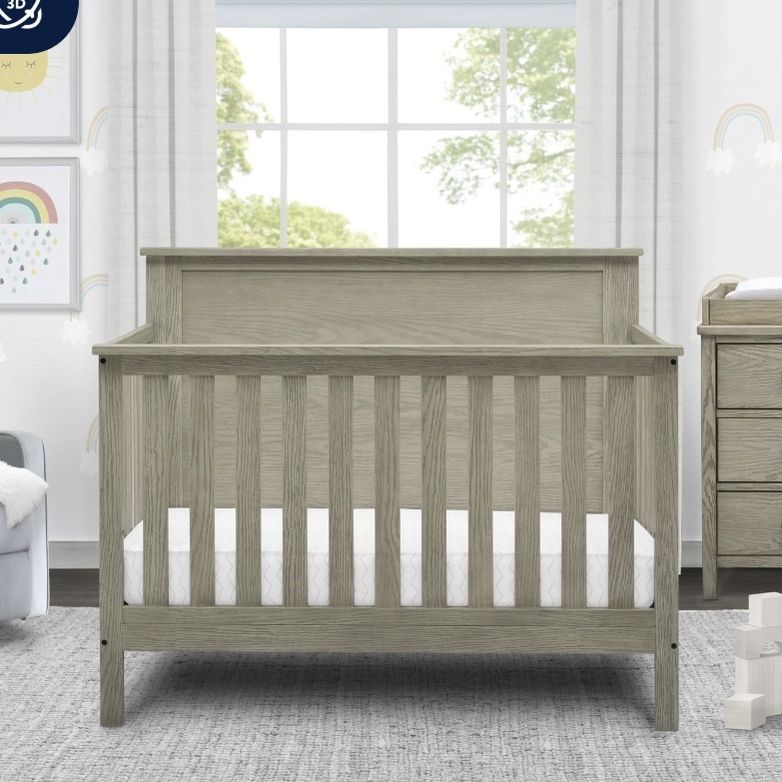 Delta Children Middleton 4-in-1 Convertible Baby Crib, Textured Limestone